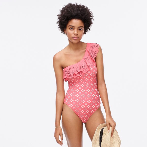 J Crew Ruffle One-shoulder One-piece Swimsuit - Picture 2 of 5